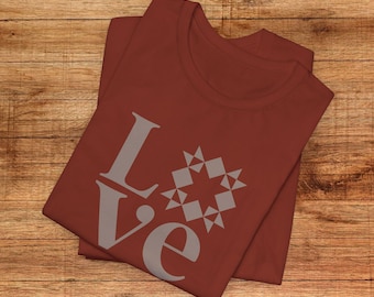 Love Quilt Block T-Shirt: Quilter Gift, Unisex Cotton Tee