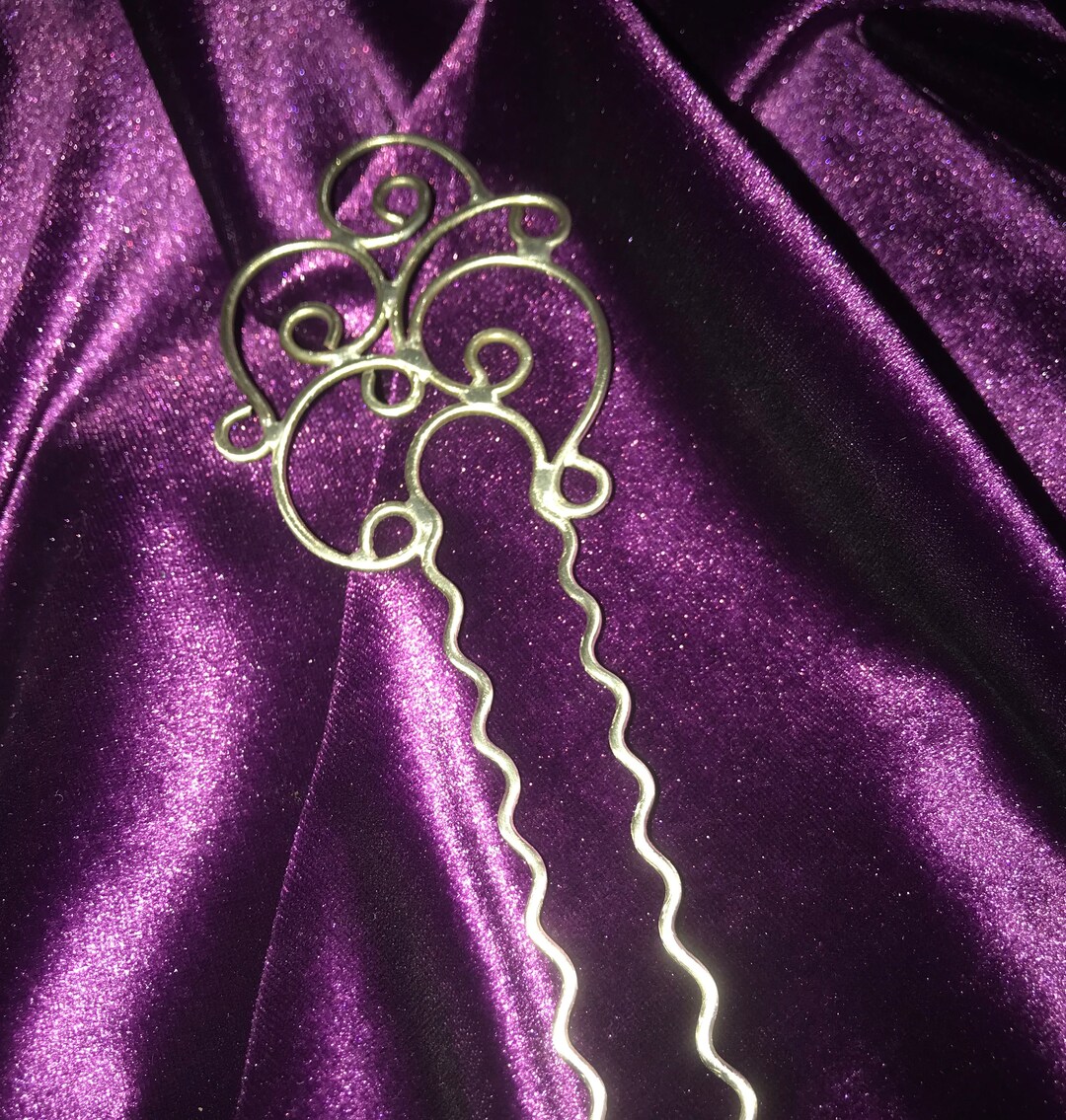 Nickel Silver Hair Fork Swirl Hair Comb Hair Pick Statement Etsy