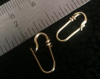 Little silver plate or gold plate Safety Pins, fancy tiny pin, safety pin with swirl, safety pin earring, wire safety pin, earring charm