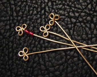 Clover Headpin, Eye pin, jewelry finding, jewelry accessories, fancy headpins, beading eye pin, 4pc, gold fill, sterling silver