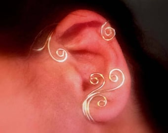 Ear cuff, Whimsical Swirl Cuff, Vine Jewelry, ear jewelry, ear climber, ear wrap, ear jacket, silver plate, sterling silver