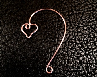 Heart Wire Ear wrap,  Ear Cuff, ear jacket, ear climber, ear wrap, beading, non pierce,  loop ear beading Blank