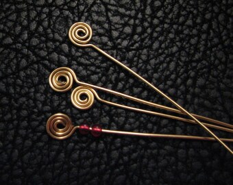 Swirl headpins, broches oeil, headpins fantaisie, fournitures bijoux, fournitures perles, composants bijoux, composants perler, 8 pc