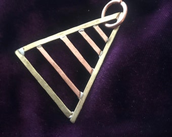 Triangle Mixed metal Jewelry embellishment, Steam punk , Altered Art, metal necklace, centerpiece, pendant charm