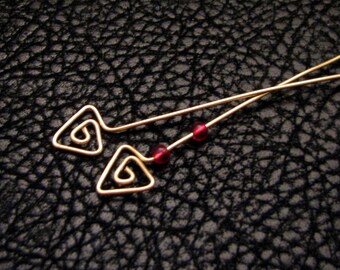 Triangle headpin, fancy eyepin, eyepin, beading supplies, jewelry components, jewelry findings, Headpin Findings, sterling, gold fill, 4pc