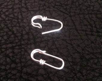 Fancy tiny pin, Little Safety Pins, safety pin earring, wire safety pin, earring charm, sterling or gold fill