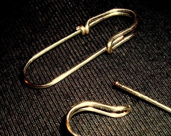 Gold plate, silver plate, Open Loop Safety pin, shawl pins, stitch markers multipurpose, safety pin earring, 1 1/4 long