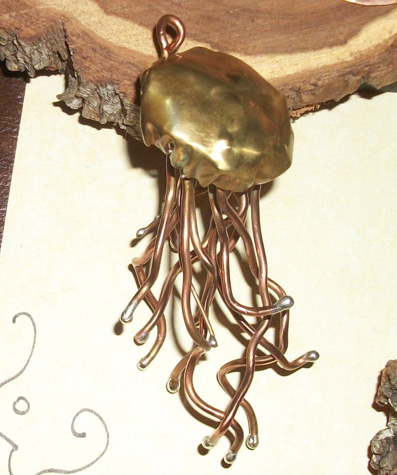 A Metal Jellyfish Steam Punk Art Pendant Nautical Pendant Etsy
