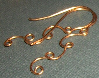 Long Vine Earwires, ear hooks, earrings, ear jewelry, Handmade earwires, earring hooks, earring findings, wire earrings, drop earring, vine