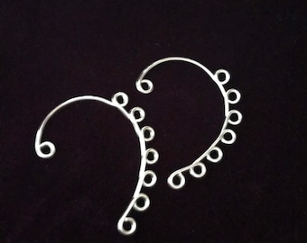 Ear cuff, Ear wire, Ear jacket, Ear wrap, beading cuff blank, 7 loop