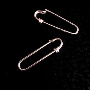Safety pin, sterling or gold fill, Handmade Open Loop Safety pin, skinny pin, earrings