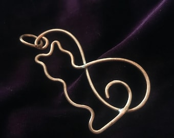 Copper Cat, Pendant, Cat charm, Copper pendant, jewelry finding, copper wire, key chain jewelry