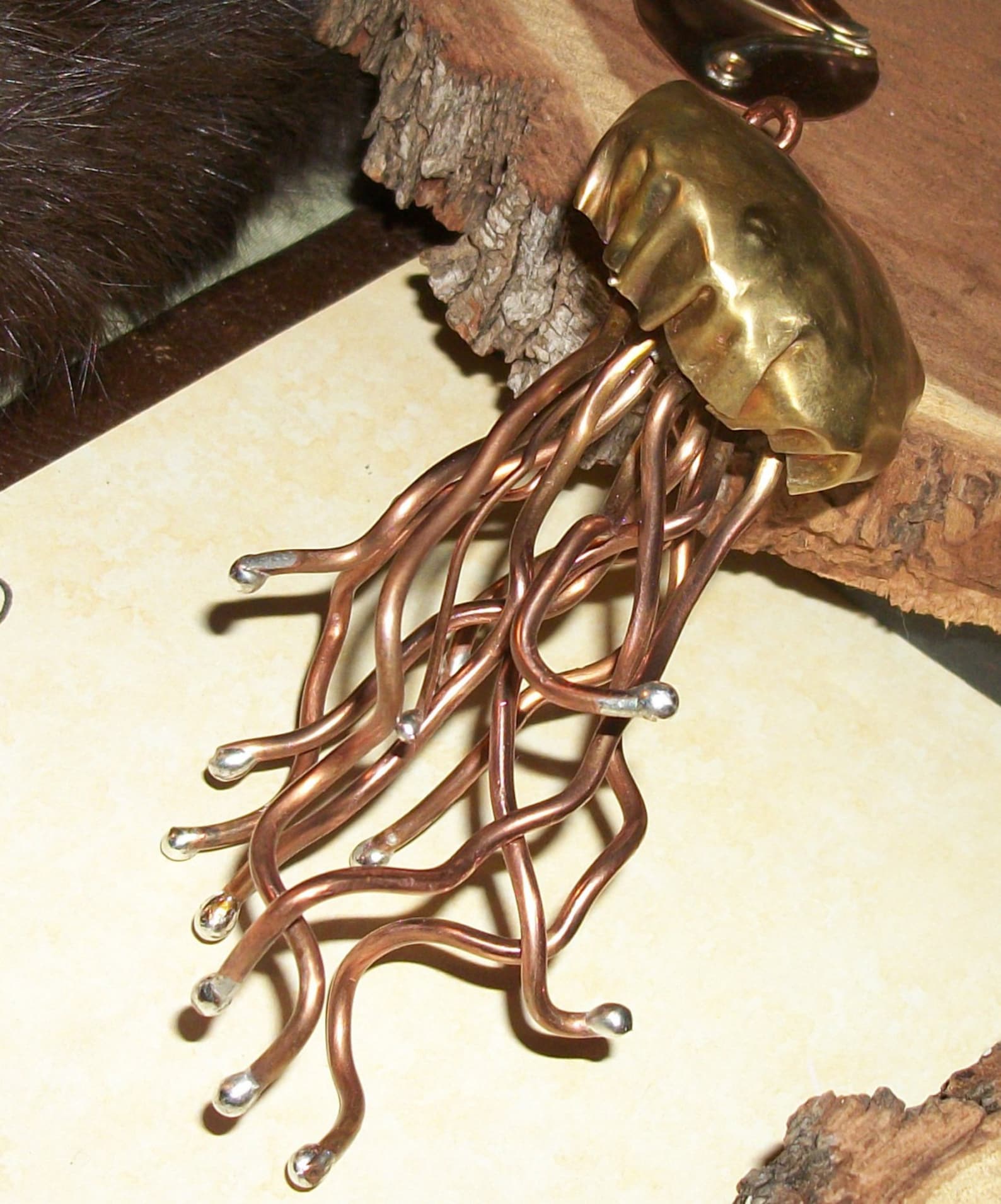 A Metal Jellyfish Steam Punk Art Pendant Nautical Pendant Etsy