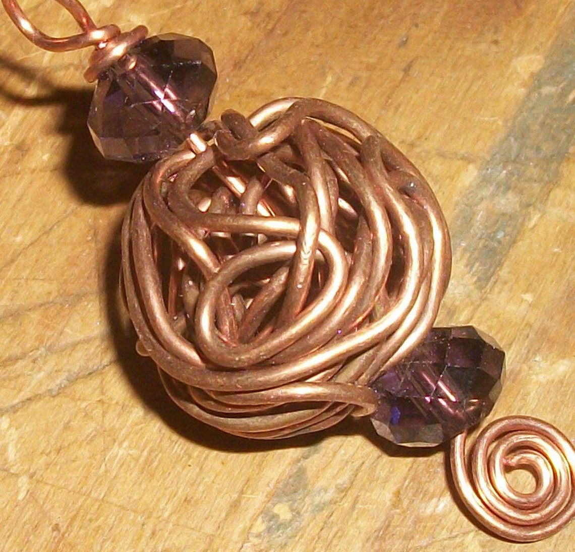 Recycled Copper Wire Handmade Pendant Charm Etsy