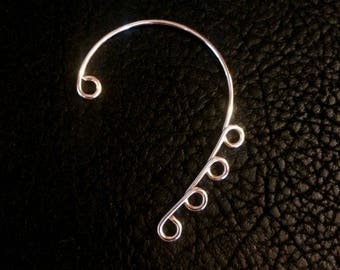 Wire Ear wrap,  Ear Cuff, ear jacket, ear climber, ear wrap, beading, non pierce, 5 loop ear beading Blank