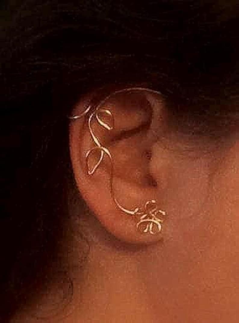 Whimsical Floral Ear Cuff, Vine Jewelry, ear jewelry, ear climber, ear wrap, ear jacket, silver plate, non pierced