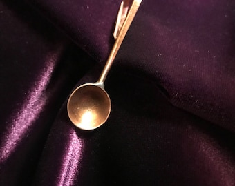 Brass or Copper Tiny Spice Spoon, Steampunk, brass spoon, salt spoon, condiment spoon, herb spoon