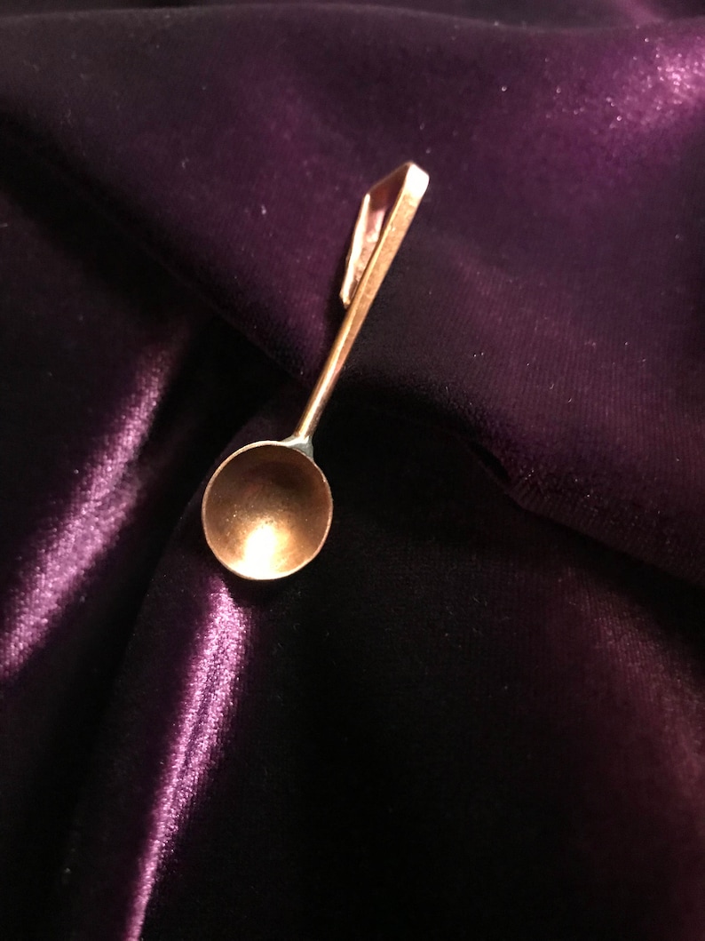 Brass or Copper Tiny Spice Spoon, Steampunk, brass spoon, salt spoon, condiment spoon, herb spoon image 1