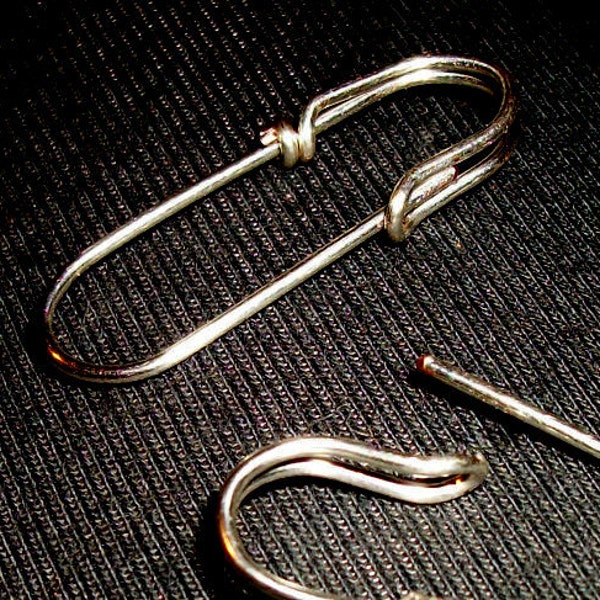 Handmade Sterling Silver, Gold Fill, Open Loop Safety pin, earrings, shawl pins, stitch markers multipurpose, safety pin ear wire 1 1/4
