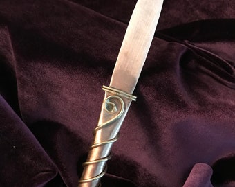 Copper dagger, Knife, copper and brass Athame, letter opener