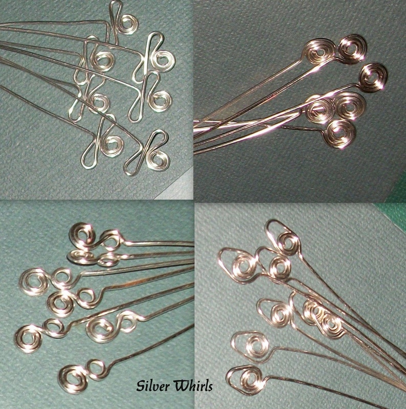Puede incluir: Un juego de horquillas de alambre plateado con un dise&ntilde;o de espiral decorativo. Las horquillas est&aacute;n dispuestas en forma de abanico, con las espirales orientadas hacia afuera. Las horquillas miden aproximadamente 5 cm de largo.