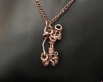 Industrial Artisan Statement necklace twisted wire melted mixed metal nugget pendant and chain necklace