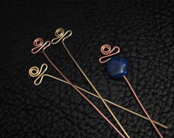 Egypt eye pin, head pin, jewelry finding, beading supplies, jewelry component, head pin finding,  4 pc