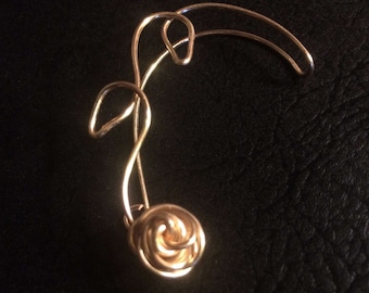 Whimsical Rose Floral Ear Cuff, Vine Jewelry, ear jewelry, ear climber, ear wrap, ear jacket, silver plate, non pierced