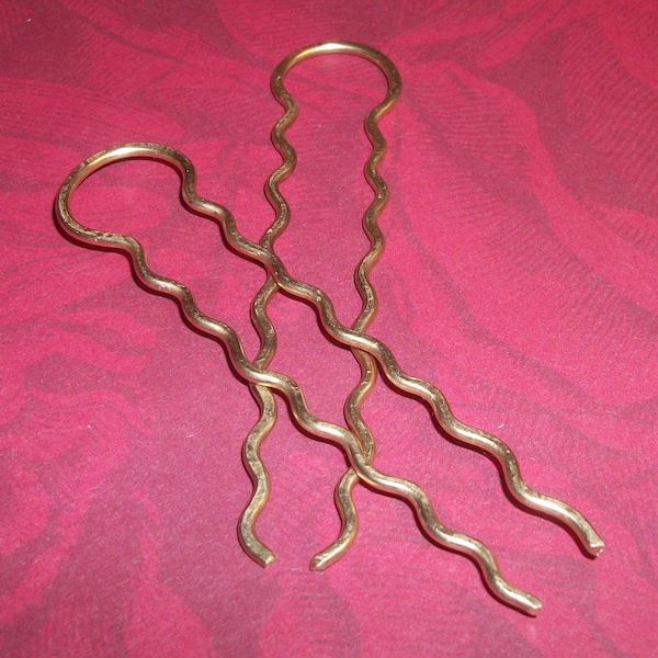 Brass Hair Pins, hair accessories, bobby pins, wedding accessories, 3 inches long 2 pins