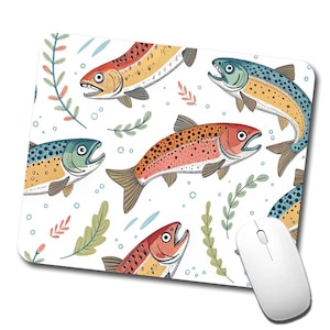 Trout Fish Swimming Fishing Low Profile Mouse Pad Mat