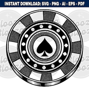 Pokerchip Casino token schoppen zwart Instant clipart download ontwerp SVG PNG EPS pdf