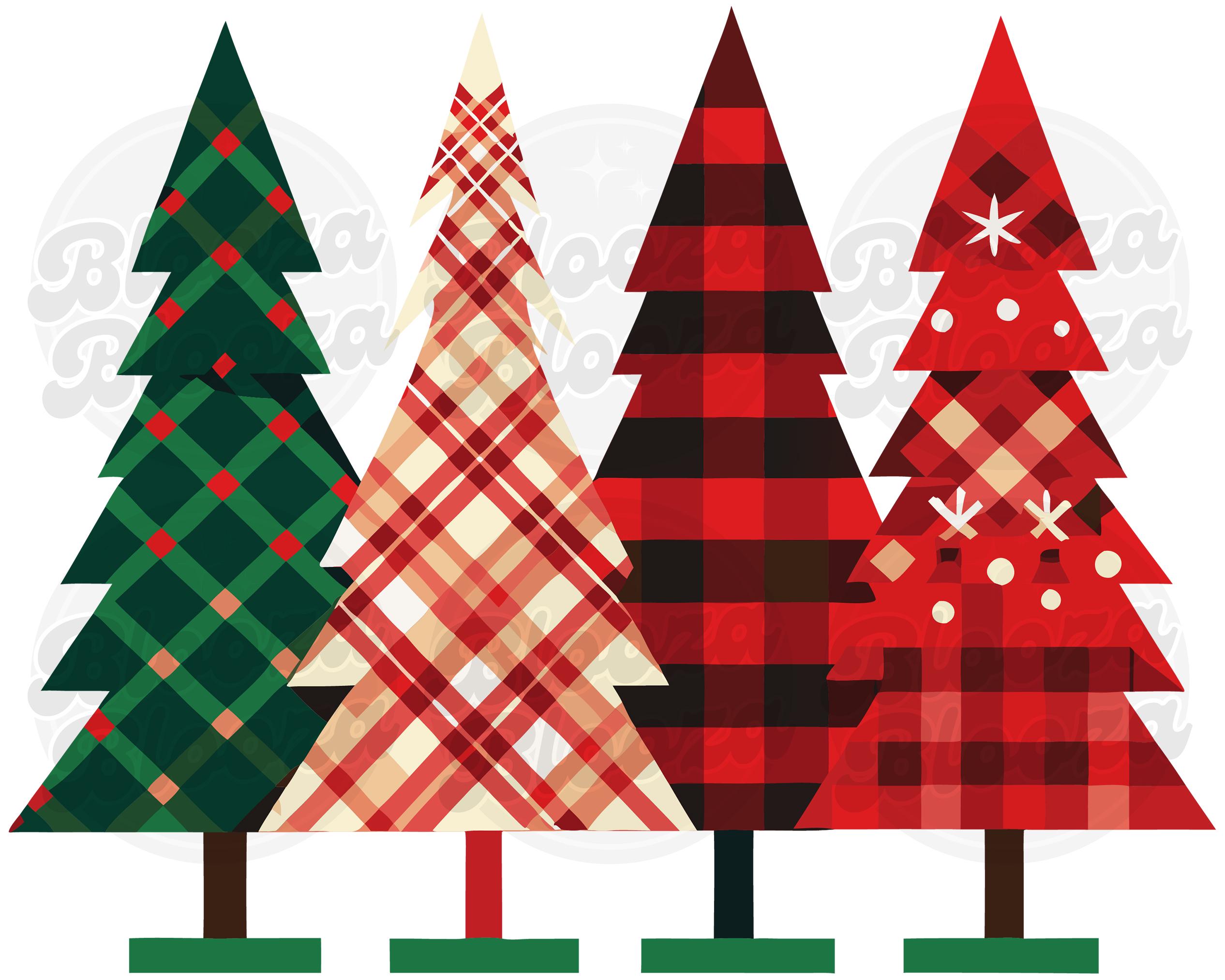 Four Plaid Christmas Trees Instant Clipart Download Design SVG PNG EPS Pdf - Etsy
