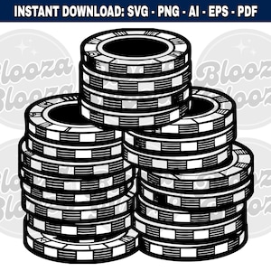 Poker Chips Stack Casino Poker Blackjack Instant Clipart Download Design SVG PNG EPS pdf