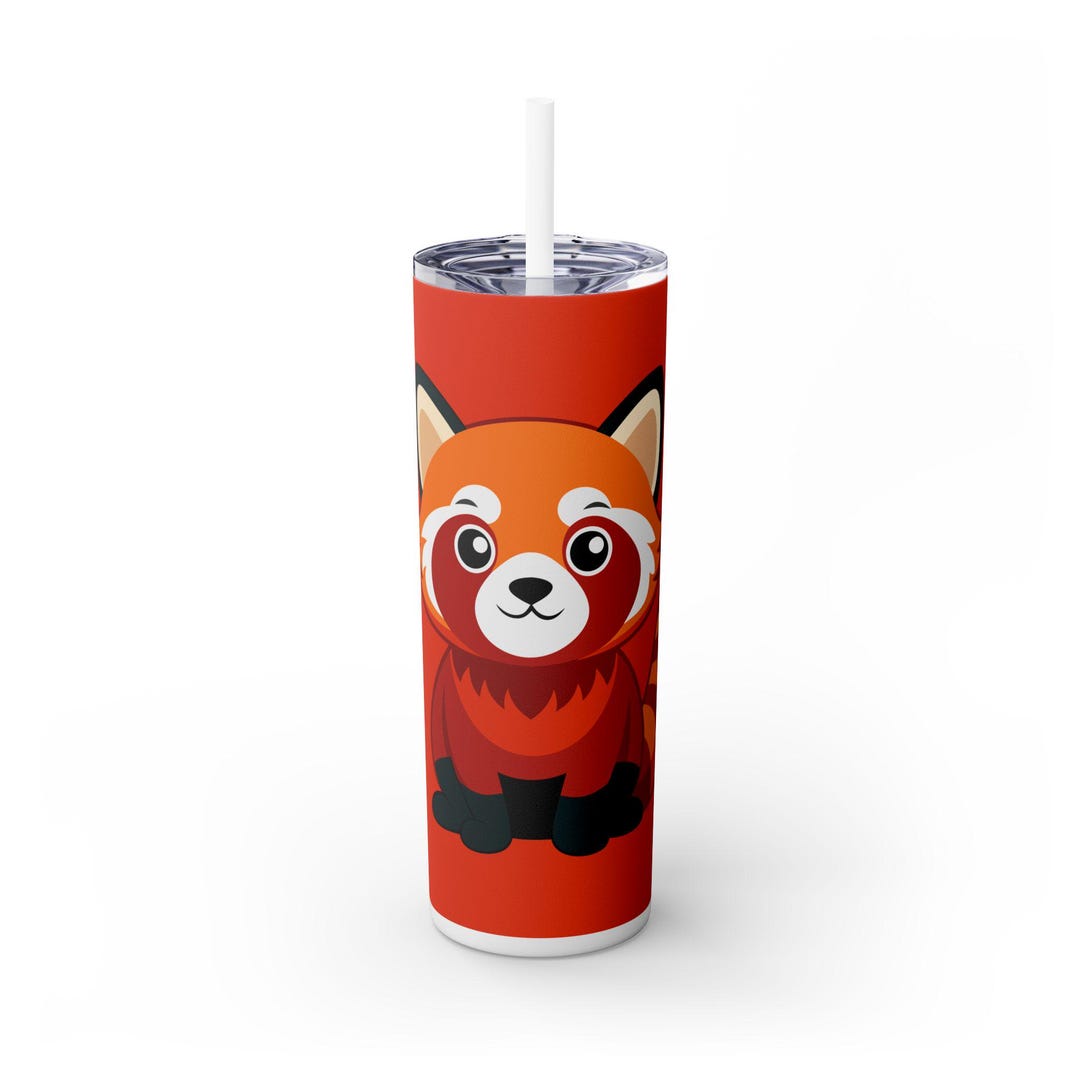 Red Panda Cute Skinny Tumbler 20oz With Straw Insulated Water Bottle ...