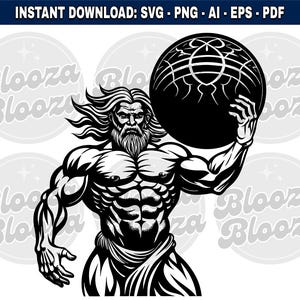Descarga instantánea de imágenes prediseñadas de la mitología griega Atlas Titan SVG PNG EPS pdf