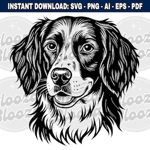Brittany Spaniel Hund schwarz Sofort Clipart Download Design SVG PNG EPS pdf