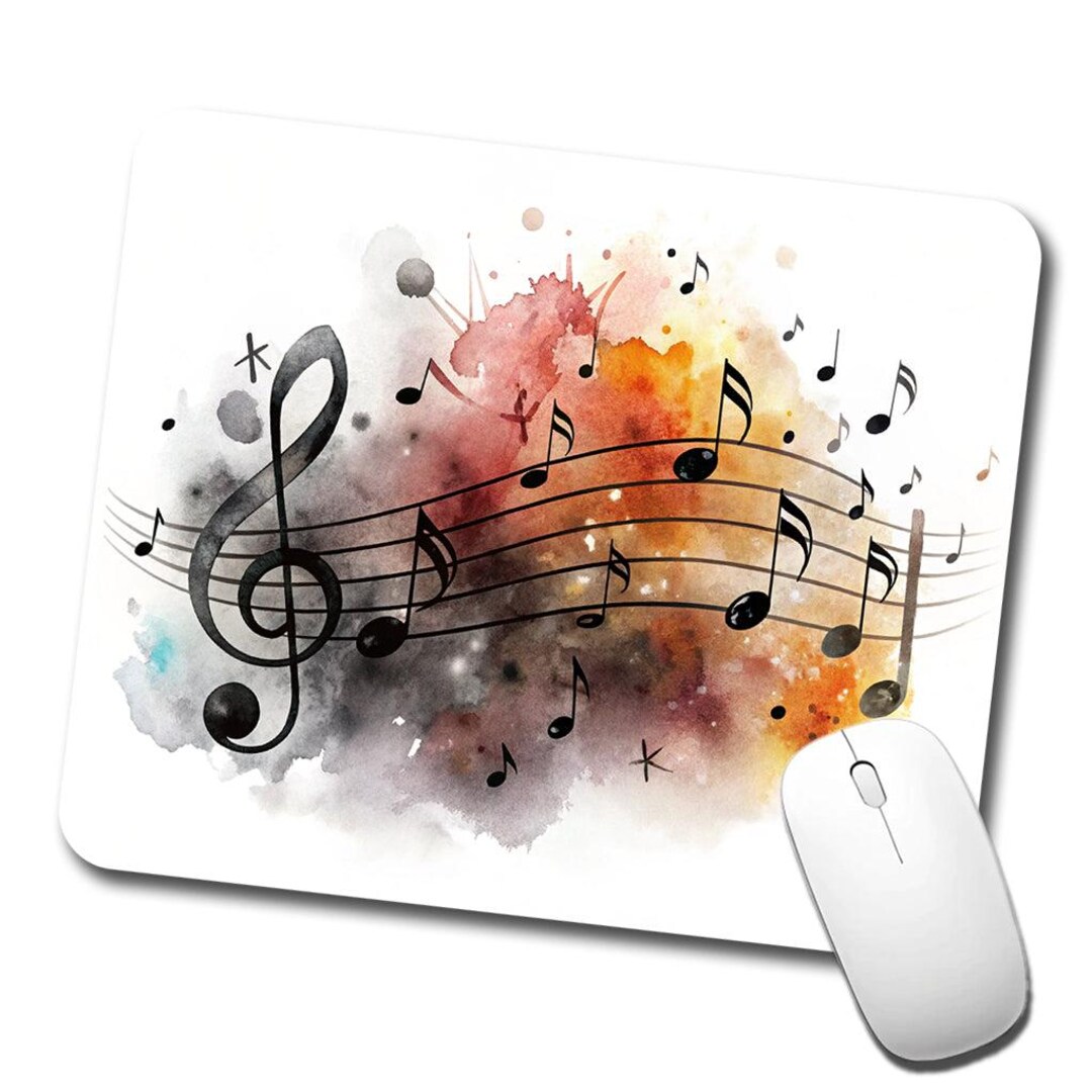 Music Musical Notes Treble Clef Watercolor Low Profile Mouse Pad Mat - Etsy