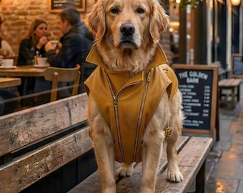 Abrigo de piel para perro con detalle de hebilla / Chaqueta de piel para perro pequeño / Conjunto de diseño para mascotas