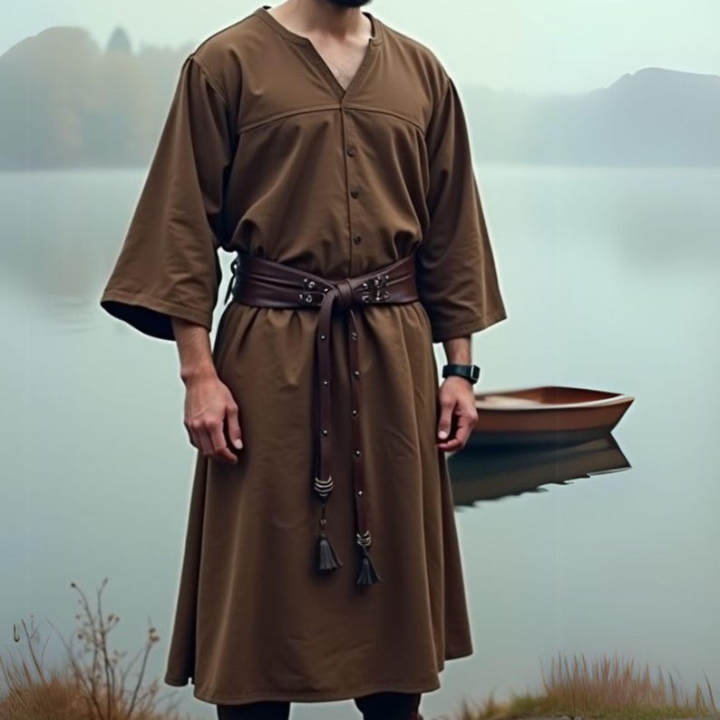 Medieval Men's Tunic | Vintage-inspired Loose-fit V-neck Tunic With ...