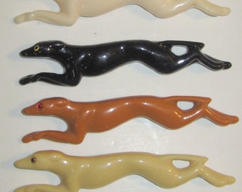 Beautiful Lucite Running Greyhound Dog  Pin Brooch in  various colors.