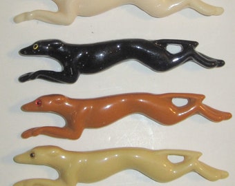 Beautiful Lucite Running Greyhound Dog  Pin  / Brooch in  various colors.