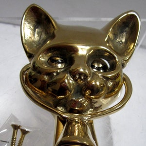 The Vintage Solid Brass 4-1/4" Tall Winking Cat  Door Knocker - by Sarsaparilla Deco Design 1980's - Style #DK-2