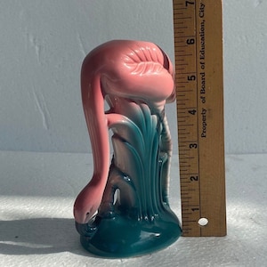A Vintage Ceramic 1950s colored Flamingo Vase, 6 Inches Tall - Style #974V