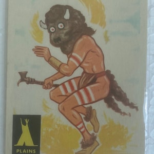 Vintage 1959 Indian Fleer Card #4 Indian BUFFALO DANCER Una tarjeta virgen