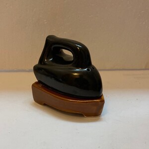 A Rare Vintage Clothing Iron and Ironing Board Base in a Ceramic Salt and Pepper Shaker Set - from 1981 - 43 years Old - Style #905