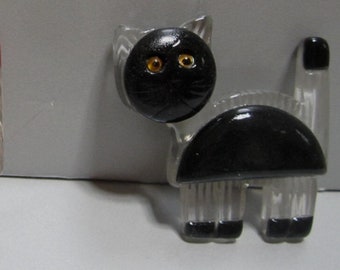 Il nostro bellissimo gattino gatto Art Déco vintage nero o marrone da 2 pollici ~ Spilla - Spilla.