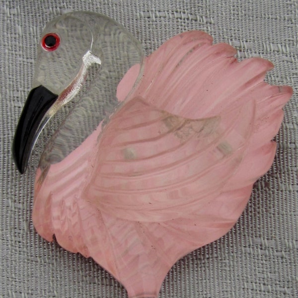 A  Vintage Beautiful 4" tall Pink Flamingo Lucite  Pin - Brooch.