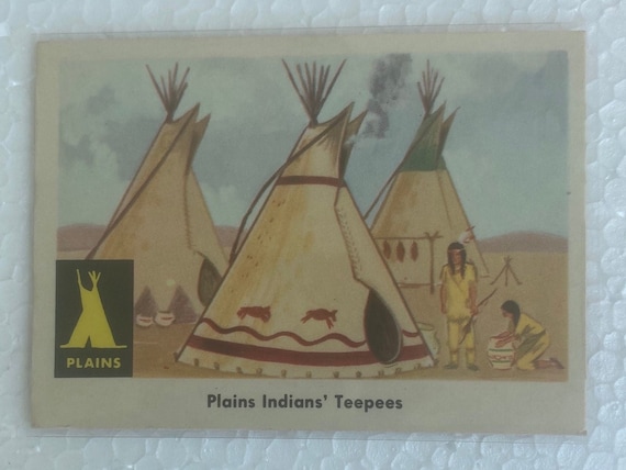 Vintage 1959 Indian Fleer Card #6  PLAINS INDIANS' TEEPEES  A Virgin card