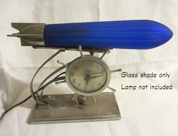 Vintage Zeppelin airplane lamp replacement globes 1930 art deco shade in 3 colors glass, USA