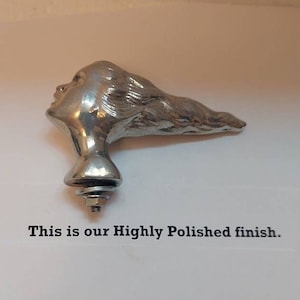 Topper Art Deco 4-1/2 inch Long Nymph WEST WIND Head auto - car - motorcycle hood ornament in several finishes and made of aluminum ~ USA